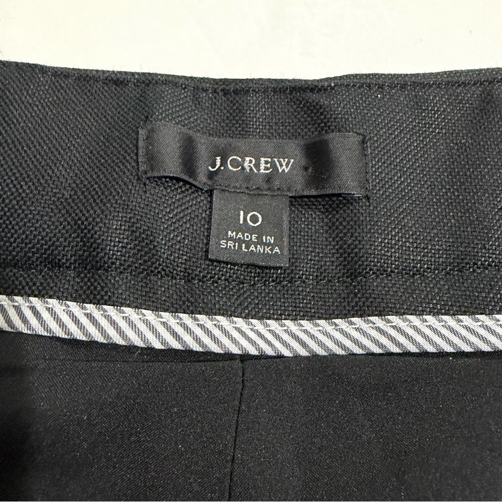 J. Crew Black Linen-blend Trousers Pants Size 10 Wide Leg Classic Lined Cropped - Picture 10 of 15